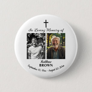Celebration Of Life 2 Photos Funeral White 6 Cm Round Badge