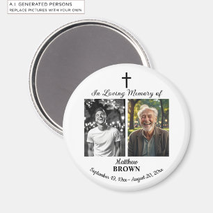 Celebration Of Life 2 Photos Funeral White Magnet