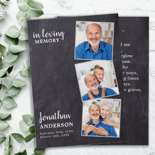 Celebration Of Life 3 Photo Funeral Prayer Card