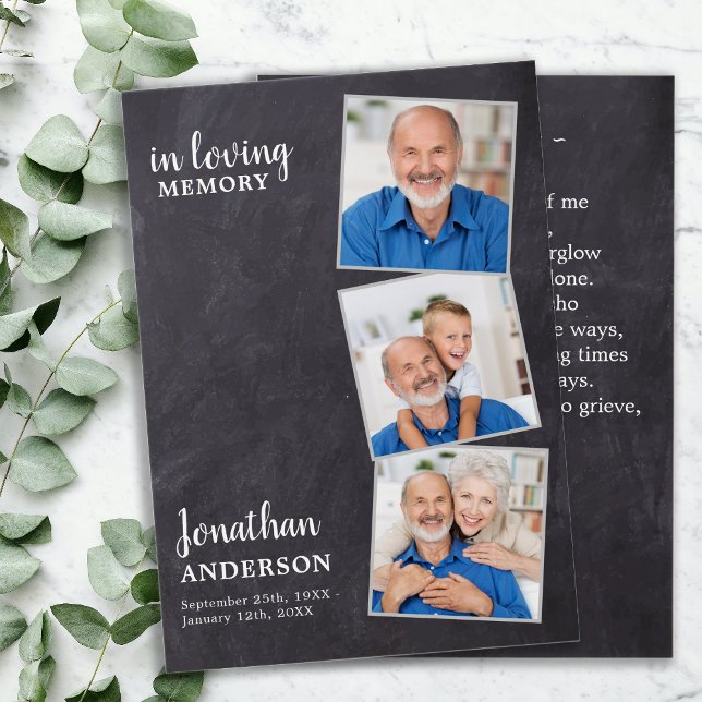 Celebration Of Life 3 Photo Funeral Prayer Card (Creator Uploaded)