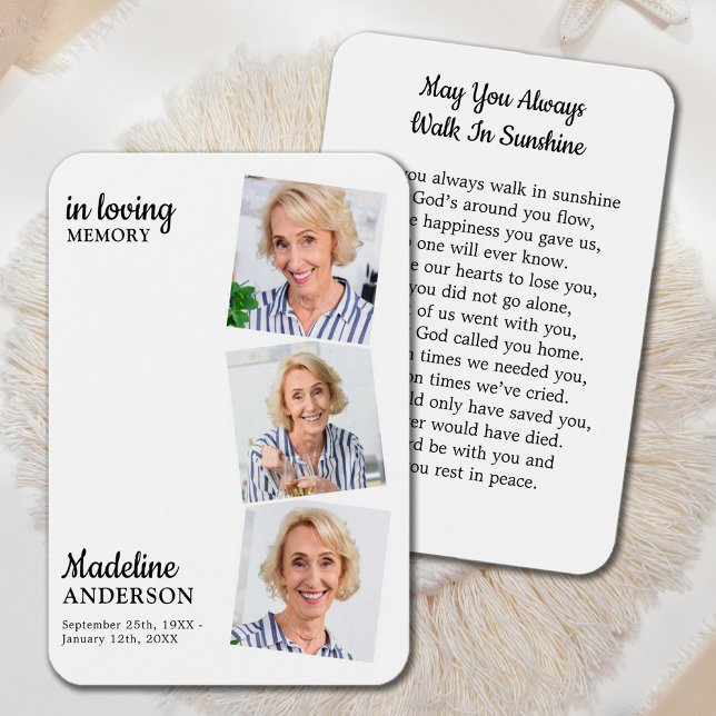 Celebration of Life 3 Photo Memorial Prayer Card (Creator Uploaded)