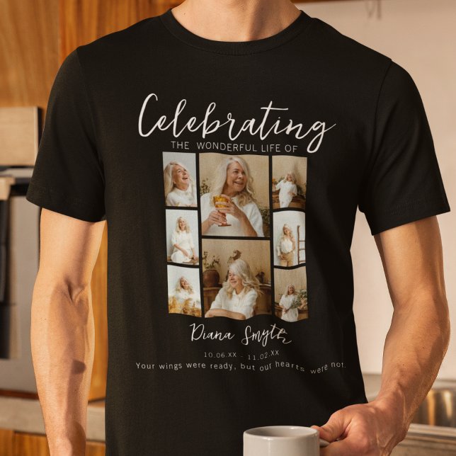 Celebration Of life | 8 Photo Collage Memorial T-Shirt (Creator Uploaded)