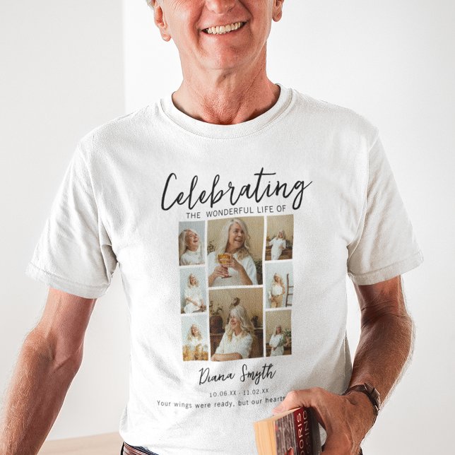 Celebration Of life | 8 Photo Collage Memorial T-Shirt (Creator Uploaded)