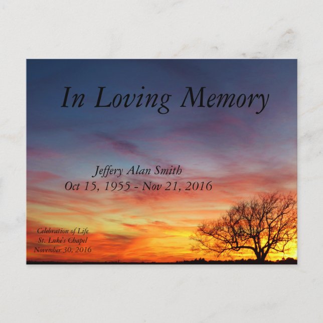 Celebration of Life Announcement (Front)