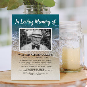 Celebration of Life   Beach Ocean Funeral Invitation