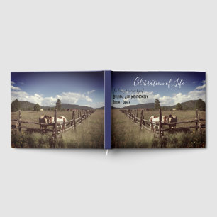 Celebration Of Life Beautiful Horses Custom Guest Book