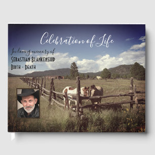 Celebration Of Life Beautiful Horses Custom Photo Guest Book