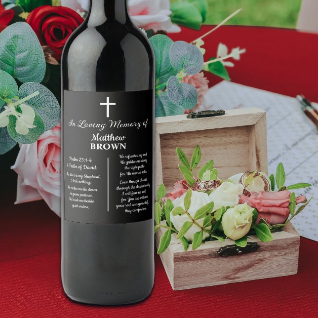 Celebration Of Life Bible Verse Funeral Wine Label (Creator Uploaded)