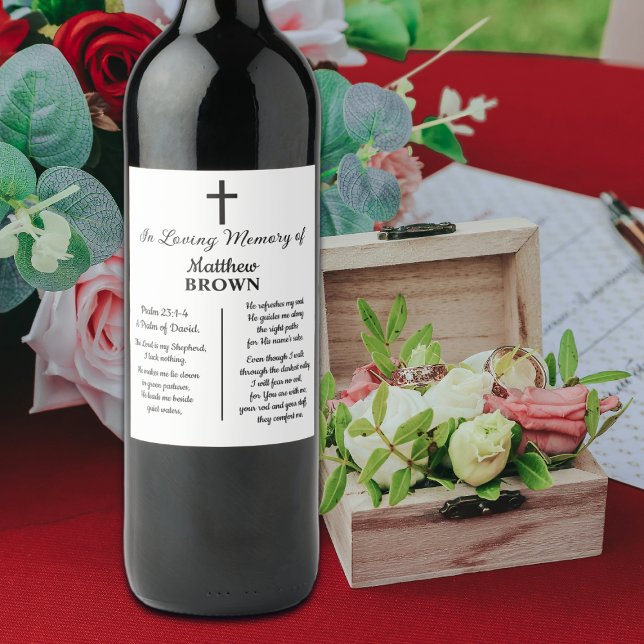 Celebration Of Life Bible Verse Funeral Wine Label (Creator Uploaded)
