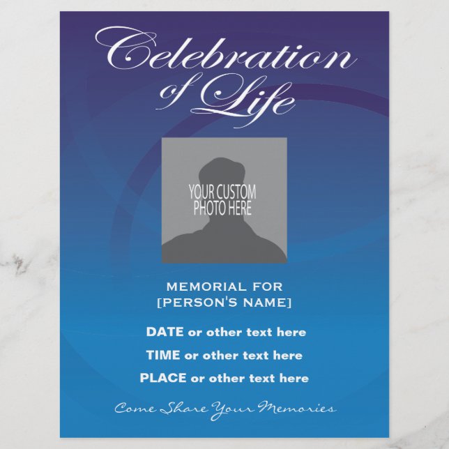 Celebration of Life Blue Circles Invitation Flyer (Front)