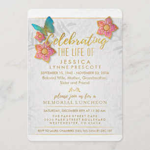 Celebration of Life Butterfly Luncheon Invite