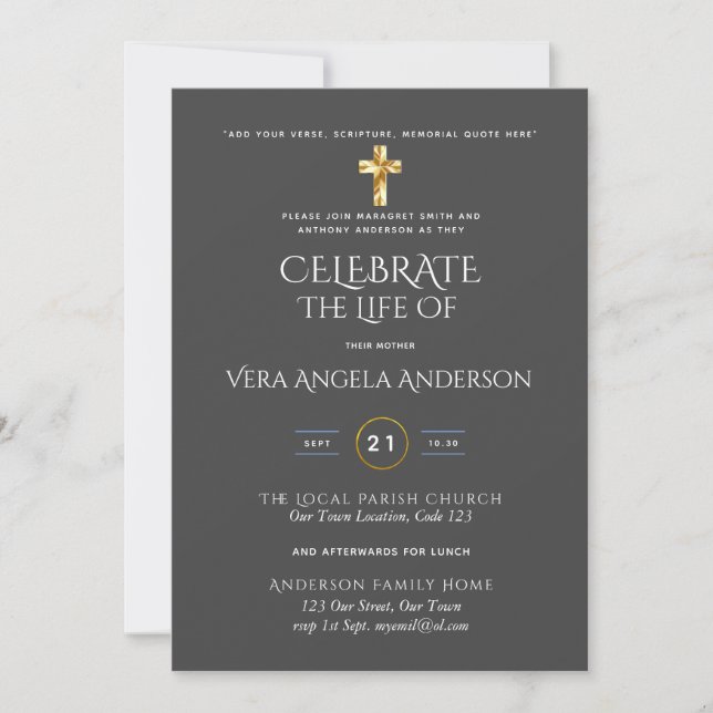 Celebration of Life Catholic Funeral Memorial Inv. (Front)