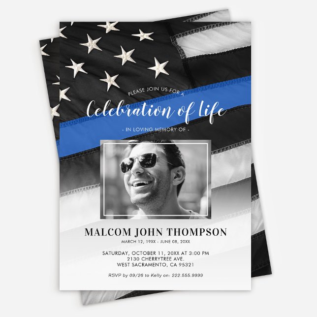 Celebration of Life Cop Photo Memorial Invitation (Creator Uploaded)