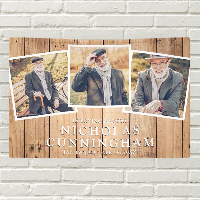 Celebration of Life Country Rustic Wood Photo Banner (Creator Uploaded)