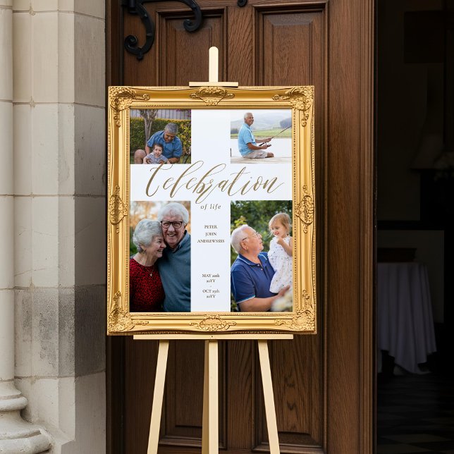 Celebration of Life Cross Photo Collage Funeral Poster (Celebration of Life Cross Photo Collage Funeral Poster)