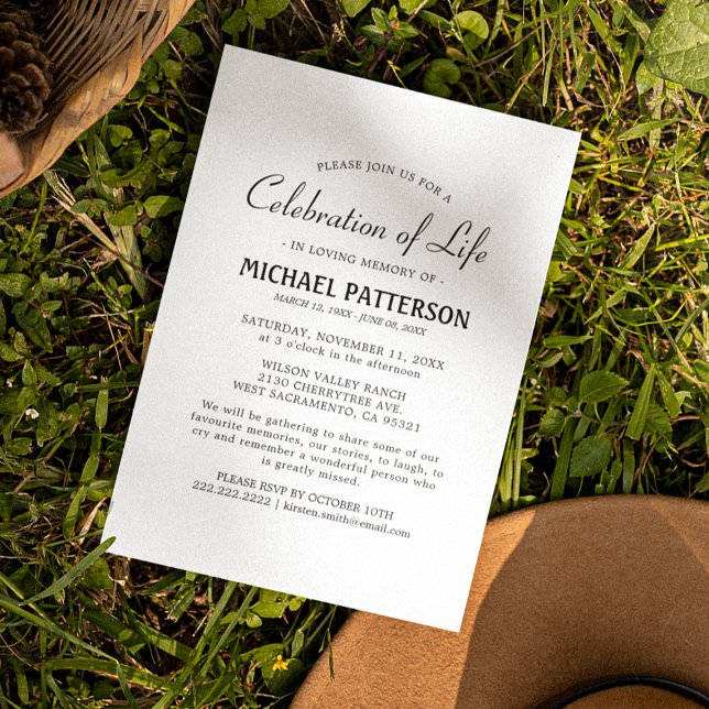 Celebration of Life Elegant Funeral Invitation (Creator Uploaded)