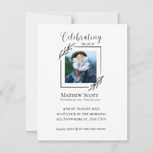 Celebration of life elegant funeral invitation