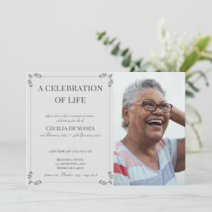 Celebration of Life Elegant Grey Custom Funeral Invitation