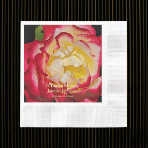 Celebration of Life Elegant Red & Gold Rose Floral Napkin