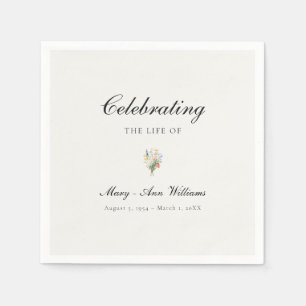  Celebration of Life Elegant Wildflower Memorial Napkin