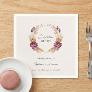 Celebration of Life Fall Floral  Wreath  Napkin