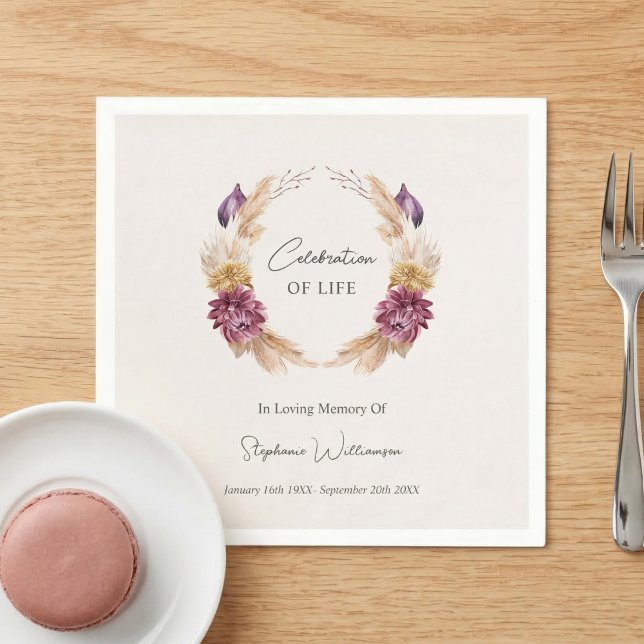 Celebration of Life Fall Floral  Wreath  Napkin (Creator Uploaded)