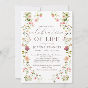 Celebration Of Life Floral Beautiful Invitation