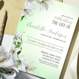 Celebration of life Floral Funeral  Invitation