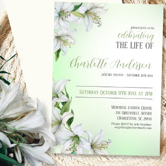 Celebration of life Floral Funeral Invitation