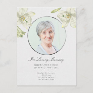 Celebration of Life Floral Lily Photo Invitation Postcard
