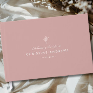 Celebration of Life Floral Memorial Dusty Rose Guest Book