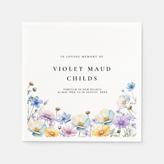 celebration of life floral memorial  funeral  napkin (Front)