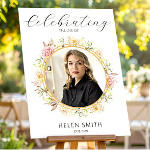 Celebration of Life, Floral Photo Elegant White Poster