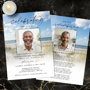 Celebration of Life Funeral Beach Photo Invitation