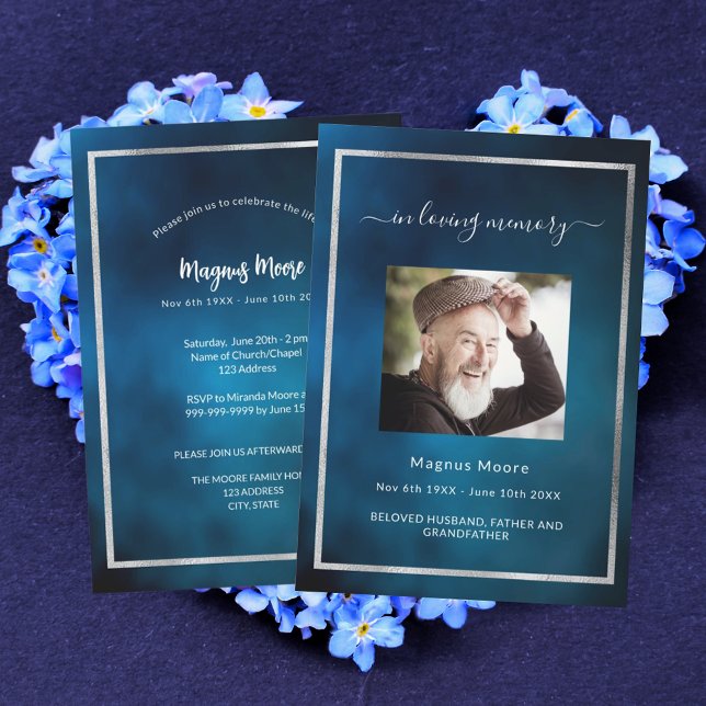 Celebration of life funeral blue sky photo invitation (Creator Uploaded)
