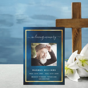 Celebration of life funeral blue sky photo program invitation