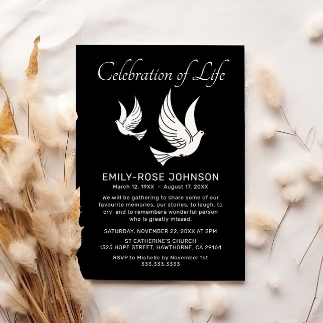 Celebration of Life | Funeral Memorial Doves Invitation (Creator Uploaded)