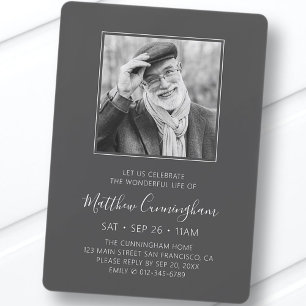 Celebration of Life Funeral Memorial Modern Photo Invitation
