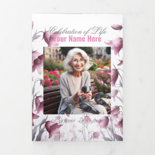 Celebration of Life Funeral Memorial Service Tri-Fold Announcement