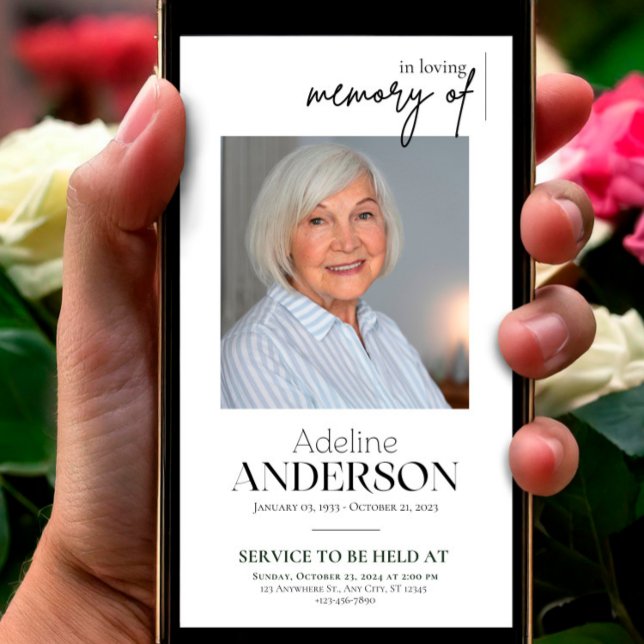  Celebration of Life  Funeral Mobile Invitation (Digital Funeral Invitation Template, Celebration of Life Phone Invitation,Electronic In Loving Memor)