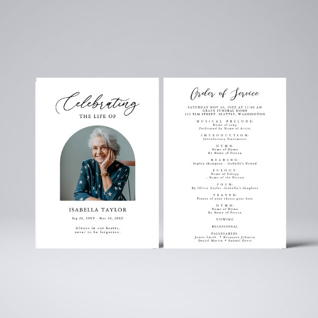 Celebration of Life Funeral Order of Service Photo Programme (Creator Uploaded)
