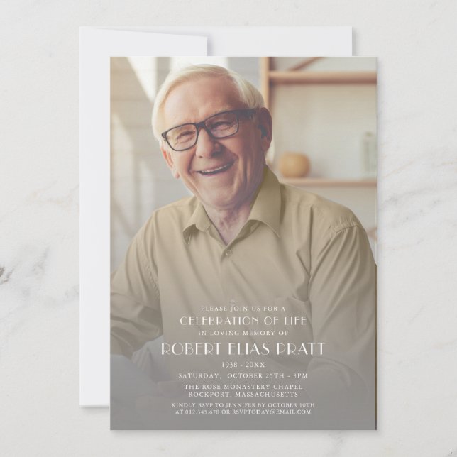 Celebration of Life Funeral Personalised Photo Inv Invitation (Front)