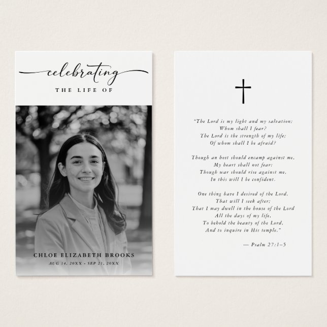 Celebration of Life Funeral Photo Prayer Card (Front & Back)