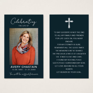 Celebration Of Life Funeral Photo Prayer Cards