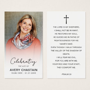Celebration Of Life Funeral Photo Prayer Cards