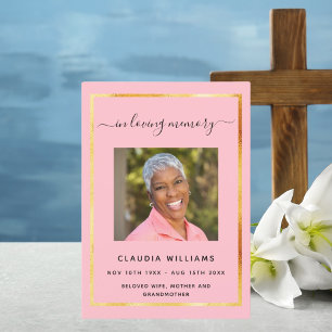 Celebration of life funeral pink photo program invitation