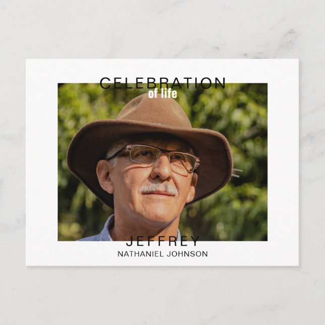 Celebration of Life Gathering Photo Invitation Postcard (Front)