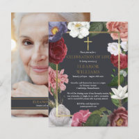 Celebration of Life Gold Cross Rose Floral Photo