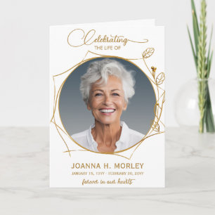 Celebration of Life Gold Photo Funeral Program Invitation