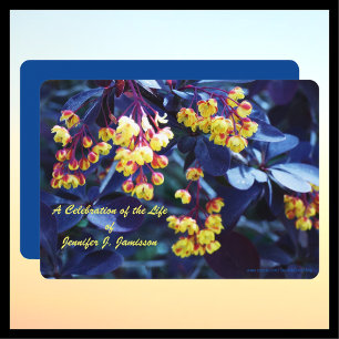 Celebration of Life, Golden Yellow Flowers Invitation